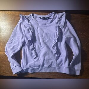 Lands End Lavender Ruffle Sweat Shirt~Purple~Girls Size S 6-7